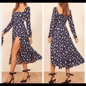 Reformation Sigmund Long Sleeve Midi Dress with Slit